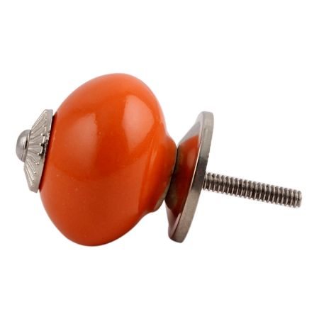 Orange Round Silver Fitting Ceramic Knob